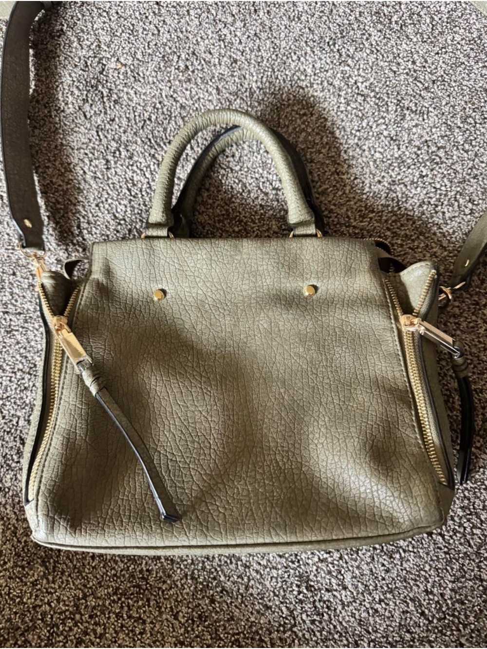 Free People Olive Green Structured Shoulder Bag